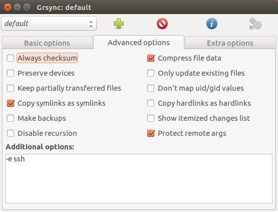 Grsync - Options